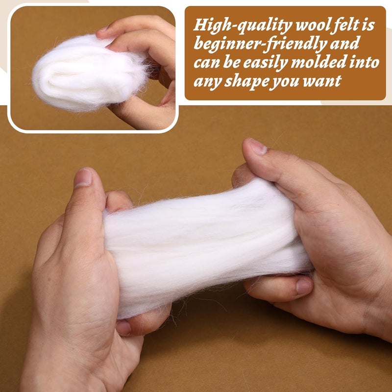 Yizzvb Wool Roving 7.02oz White Natural Needle Felting Wool Bulk for Spinning, Arm Knitting Blanket, Wet Felting, handcrafts, Yarn Roving for DIY Craft Materials - Image 4